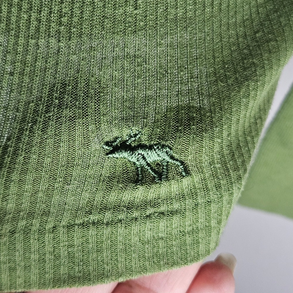 Abercrombie & Fitch Ribbed V-Neck Long Sleeve Top Green - Picture 4 of 6